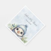 Schattige Penguin Blue Boy Winter Baby shower serv Servet (Hoek)