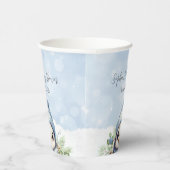 Schattige Penguin Blue Winter Sneeuw Baby shower Papieren Bekers (Rechts)