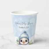 Schattige Penguin Blue Winter Sneeuw Baby shower Papieren Bekers (Voorkant)