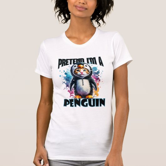 Schattige Penguin Cat Design voor speelse creaties T-shirt (Voorkant)