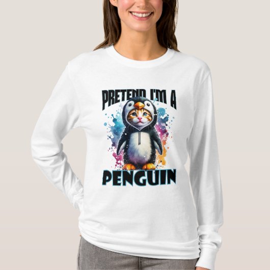 Schattige Penguin Cat Design voor speelse creaties T-shirt (Voorkant)