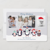 Schattige Penguin Familie Fotosjabloon Kerstmis Feestdagenkaart (Voorkant)