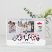 Schattige Penguin Familie Fotosjabloon Kerstmis Feestdagenkaart (Staand voorkant)