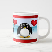 Schattige Penguin Heart-ballon - 20oz Jumbo-Mok Grote Koffiekop (Rechts)