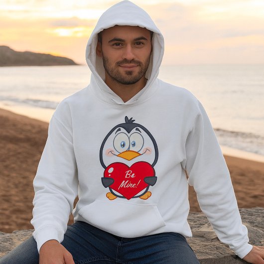 Schattige Penguin Holding Be Mine Heart Hoodie