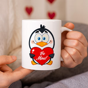 Schattige Penguin Holding Be Mine Heart Koffiemok