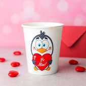 Schattige Penguin Holding Be Mine Heart Papieren Bekers
