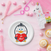 Schattige Penguin Holding Be Mine Heart Papieren Bordje (Feest)