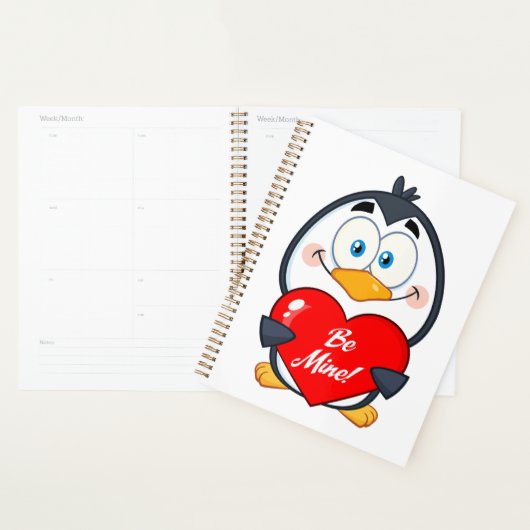 Schattige Penguin Holding Be Mine Heart Planner (Display)