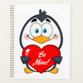 Schattige Penguin Holding Be Mine Heart Planner (Voorkant)