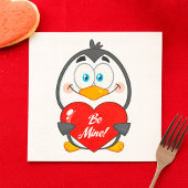 Schattige Penguin Holding Be Mine Heart Servet