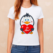 Schattige Penguin Holding Be Mine Heart T-shirt