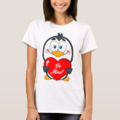 Schattige Penguin Holding Be Mine Heart T-shirt (Voorkant)