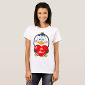 Schattige Penguin Holding Be Mine Heart T-shirt (Voorkant volledig)