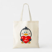Schattige Penguin Holding Be Mine Heart Tote Bag (Achterkant)