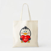 Schattige Penguin Holding Be Mine Heart Tote Bag (Voorkant)