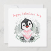 Schattige Penguin Meisje 1e Valentijnsdag Vierkant Kaart (Voorkant)