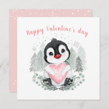 Schattige Penguin Meisje 1e Valentijnsdag Vierkant
