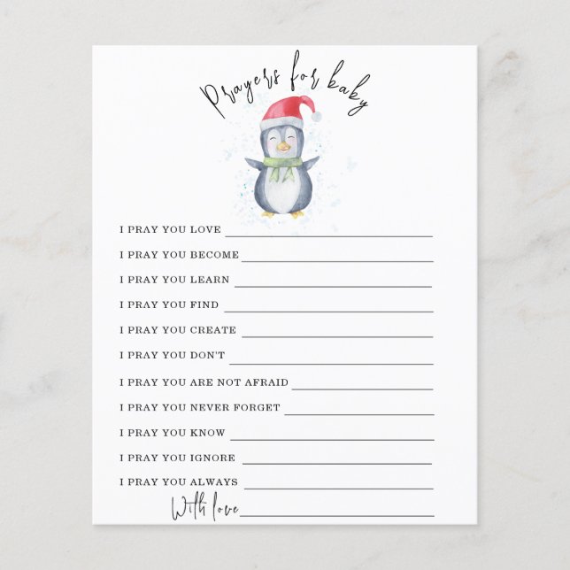 Schattige Penguin - Party spel | Gebed voor baby (Voorkant)