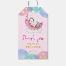 Schattige Penguin Roze Baby shower Dank u Cadeaulabel