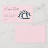 Schattige Penguin Roze Baby shower Luier Raffle Informatiekaartje (Voorkant / Achterkant)