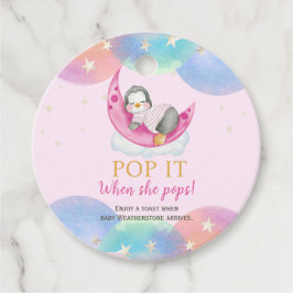 Schattige Penguin Roze Baby shower Pop het wanneer Bedankjes Labels