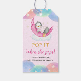 Schattige Penguin Roze Baby shower Pop het wanneer Cadeaulabel
