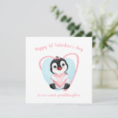 Schattige Penguin Roze Meisje Valentijnsdag Kaart (Staand voorkant)