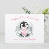 Schattige Penguin Roze  Valentijnsdag Kaart (Staand voorkant)