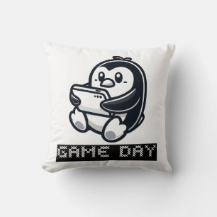 Schattige Penguin speelt een videogame - Game Day Kussen
