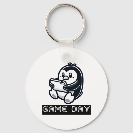 Schattige Penguin speelt een videogame - Game Day Sleutelhanger (Voorkant)