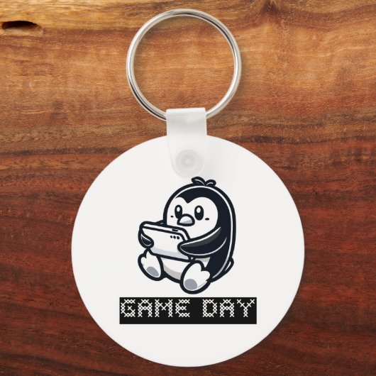 Schattige Penguin speelt een videogame - Game Day Sleutelhanger (Voorkant)