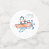 Schattige Penguin Vliegtuig Gepersonaliseerde Conf Confetti (Kleine voorkant)