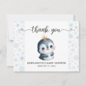 Schattige Penguin Winter Baby shower Dank je kaart (Voorkant)