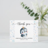 Schattige Penguin Winter Baby shower Dank je kaart (Staand voorkant)
