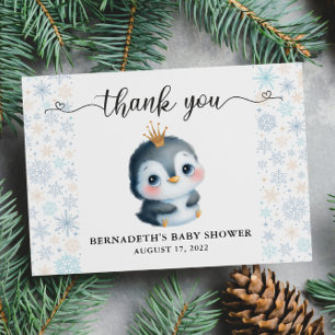 Schattige Penguin Winter Baby shower Dank je kaart