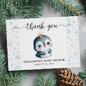 Schattige Penguin Winter Baby shower Dank je kaart