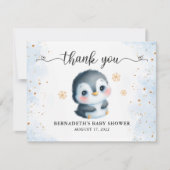 Schattige Penguin Winter Baby shower Dank je kaart (Voorkant)