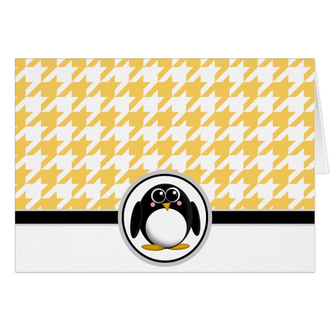 Schattige Penguin Yellow & White sound Kaarten (Voorkant Horizontaal)