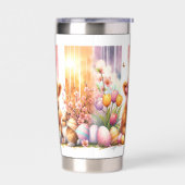 Schattige Penseelstreek Paas Highland Koe 20oz Geïsoleerde Drinkbeker (Links)