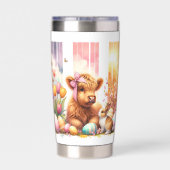 Schattige Penseelstreek Paas Highland Koe 20oz Geïsoleerde Drinkbeker (Achterkant)