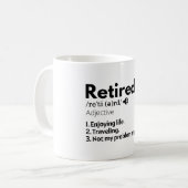 schattige pensionering, grappige pensionering, gra koffiemok (Voorkant links)