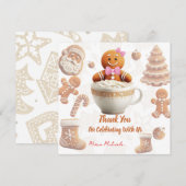 Schattige peperkoek cookie kinderfeestje bedankkaart (Voorkant / Achterkant)