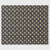 Schattige peperkoek dorp voor bomen Blauwe kerst Cadeaupapier (Vlak)