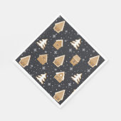 Schattige peperkoek dorp voor bomen Blauwe kerst Servet (Hoek)