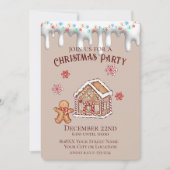 Schattige peperkoek huis beige kerstfeest kaart (Voorkant)