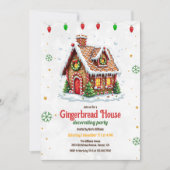 Schattige peperkoek huis decoreren kerstfeest kaart (Voorkant)