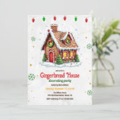 Schattige peperkoek huis decoreren kerstfeest kaart (Staand voorkant)