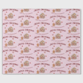 Schattige peperkoek huis roze kerst cadeaupapier (Vlak)