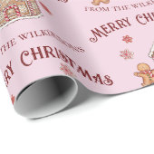 Schattige peperkoek huis roze kerst cadeaupapier (Rol Hoek)
